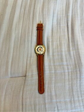 Vintage Men's Lionel Train Leather Strap Watch with Gold-Tone Case — Brown